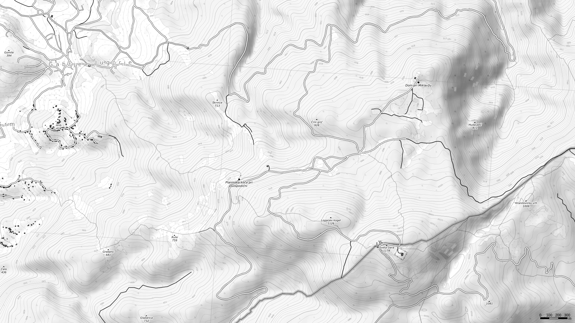 Gorjanci grayscale map