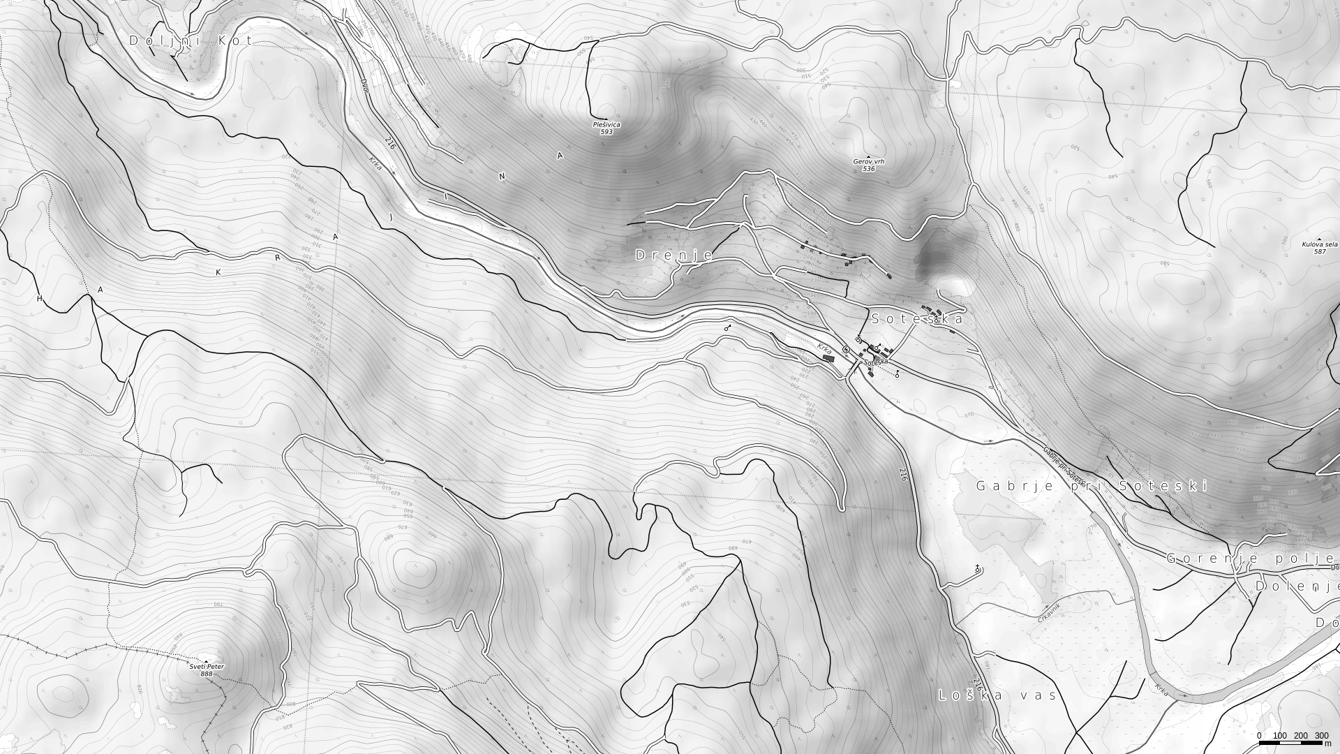 Soteska grayscale map