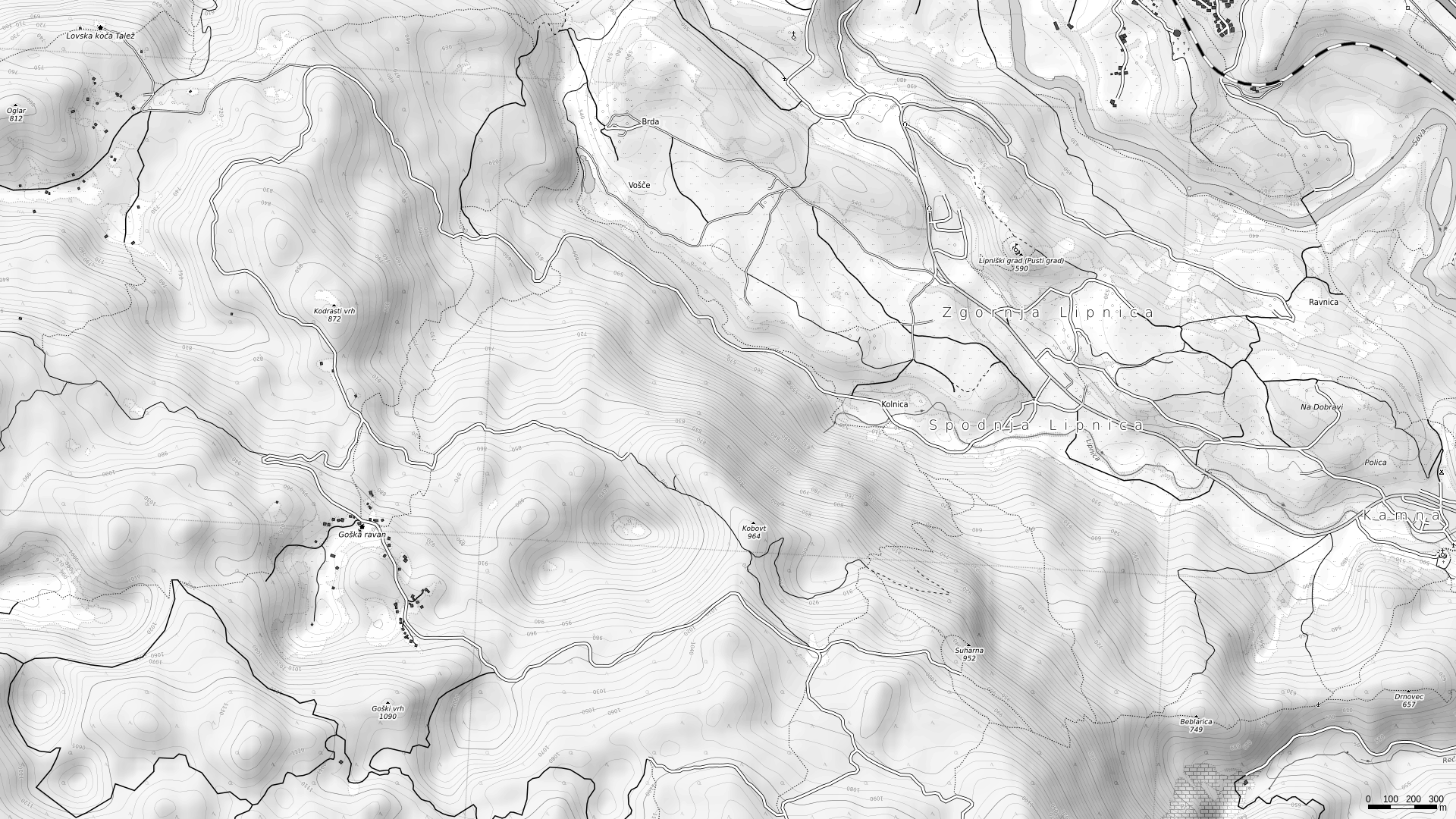 Kamna Gorica grayscale map