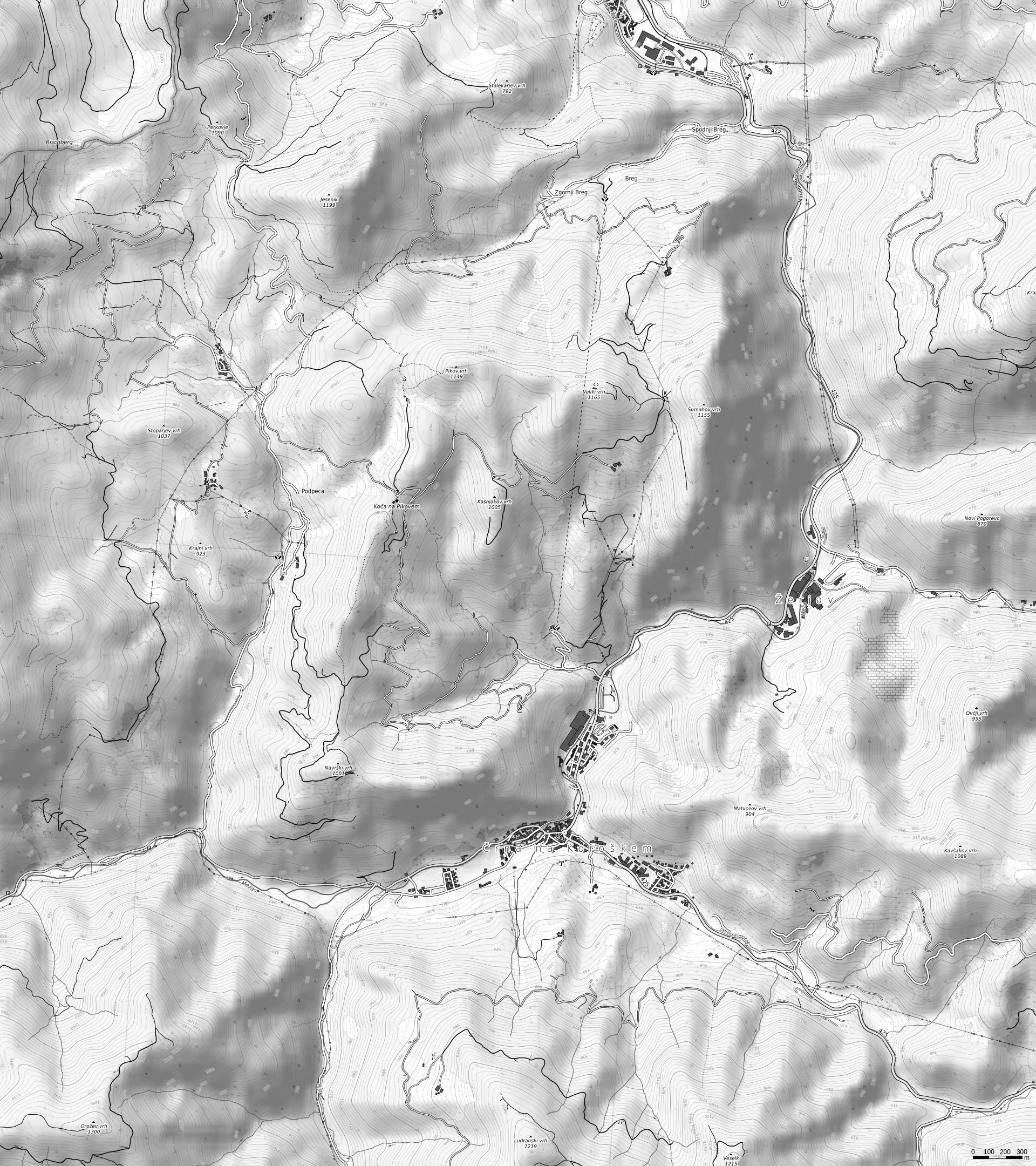 Črna na Koroškem grayscale map