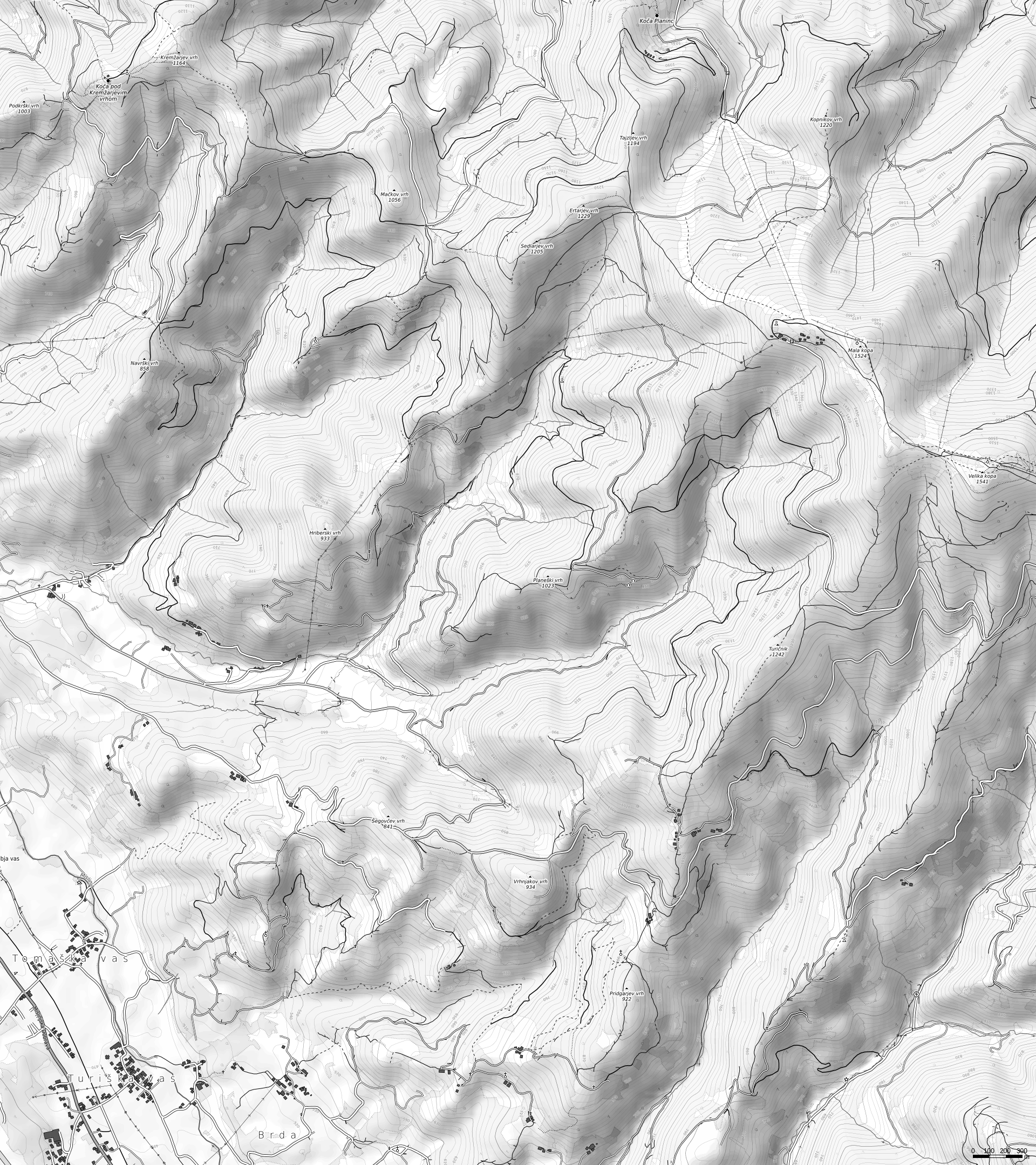 Slovenj Gradec grayscale map