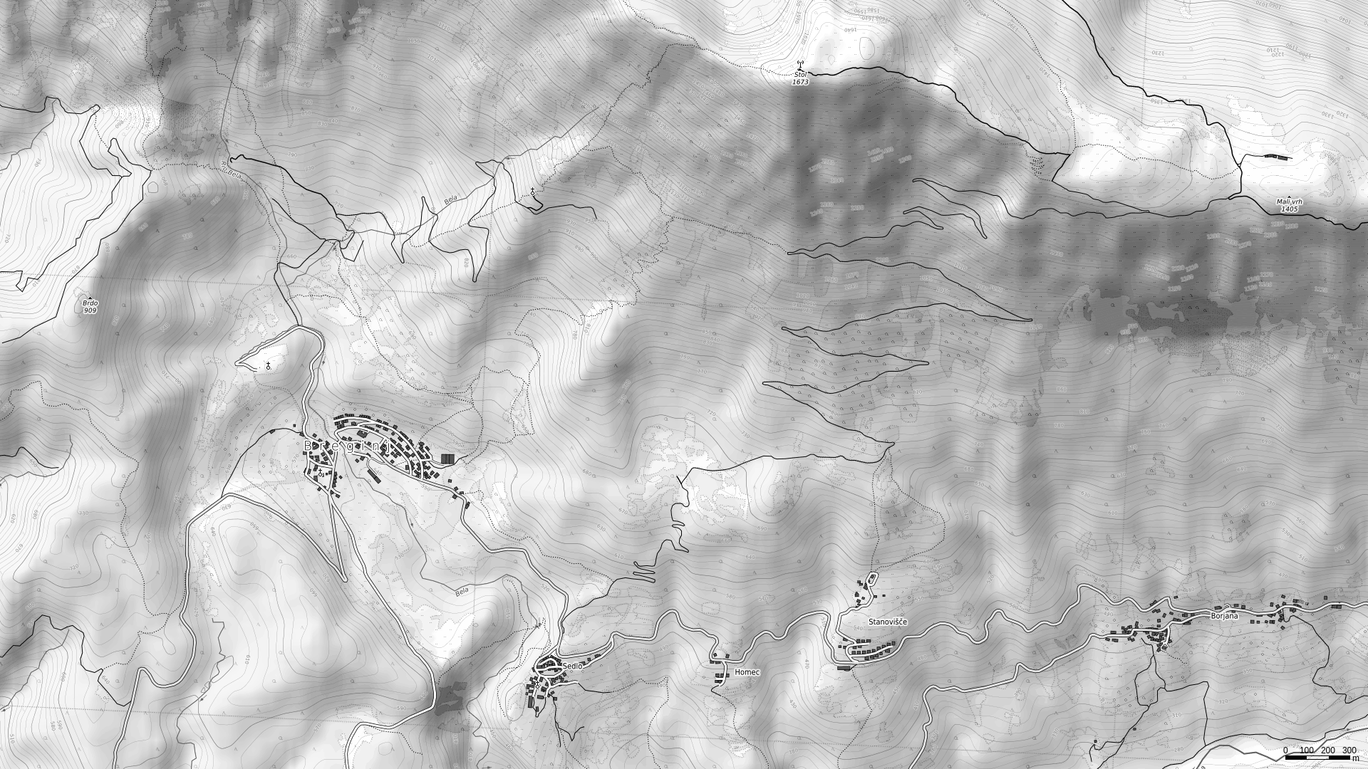 Breginj grayscale map