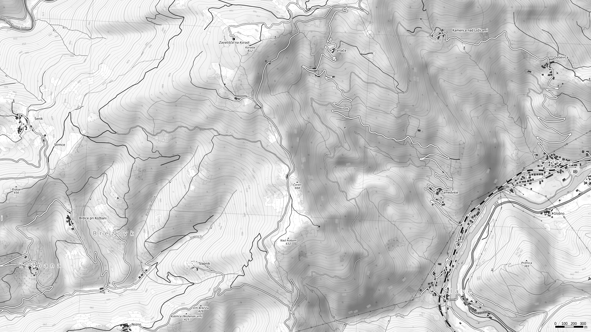 Plave grayscale map