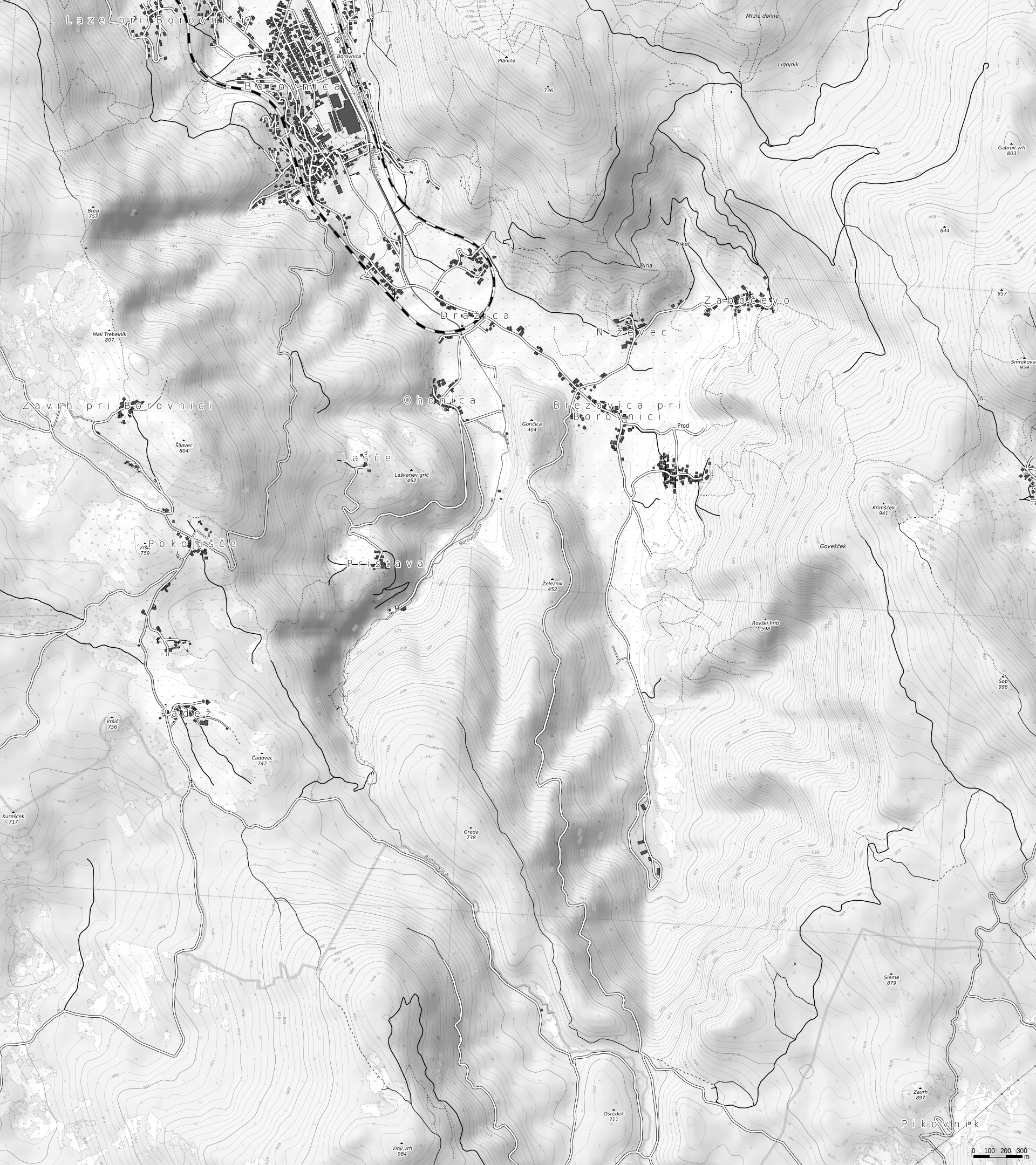 Borovnica grayscale map