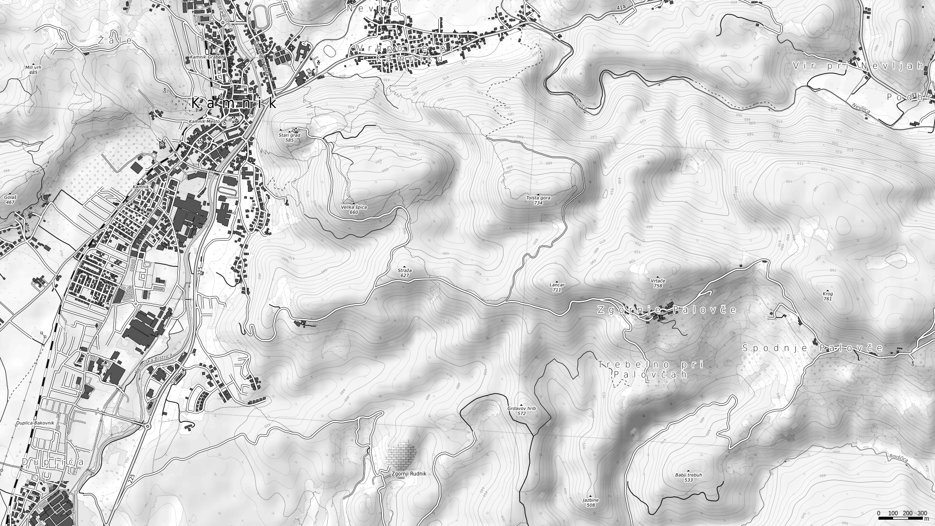 Kamnik grayscale map