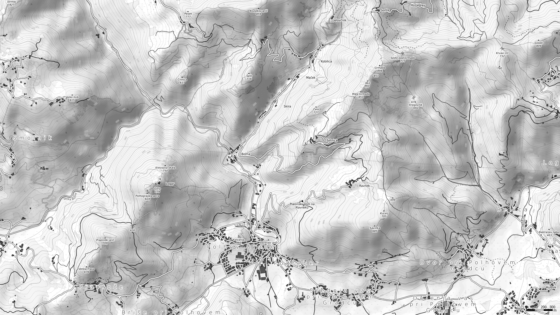 Polhov Gradec grayscale map