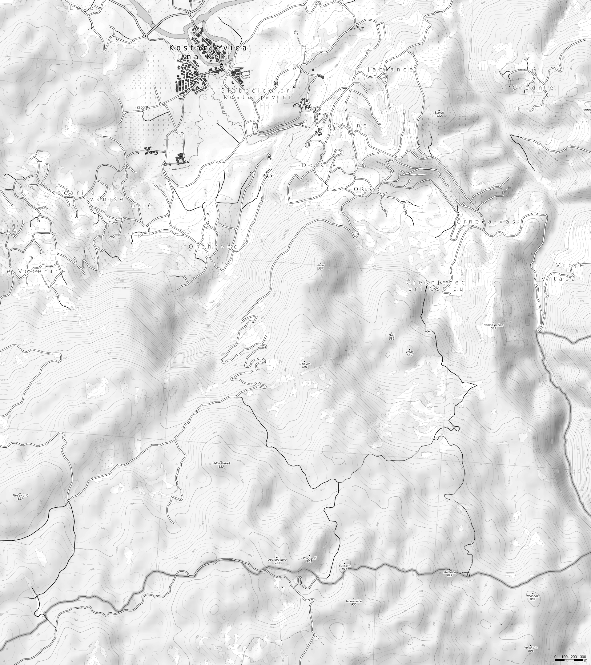 Kostanjevica na Krki grayscale map